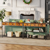 Rustic Brown 38'' Furologee Console Sofa Table with 3 Fabric Drawers and Storage Shelves Furologee