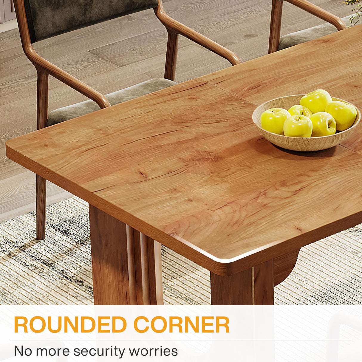 Tribesigns Modern Dining Table for 6 to 8 People, 71" Large Kitchen Dining Table with Wood Pedestal Base, Rectangular Long Dinner Table for Kitchen, Dining Room, Living Room, Rustic Brown Tribesigns