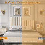 King Size Upholstered Lift Up Storage Bed Frame with 51.2" Tall Headboard, Velvet Wingback Tufted Design, Wood Slats Support, No Box Spring Required, Noise-Free Double Low Bed Frame (King,Beige) knoworld