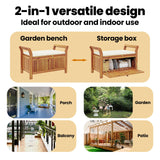 vidaXL Garden Storage Bench, Solid Acacia Wood, White Cushion Included, Classic Outdoor Design, Patio & Garden Seating, 35.8" x 19.7" x 23.6", Patio & Deck Organizer, Durable Wooden Furniture vidaXL