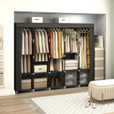 MOGELAFOO 83 Inch Wide Portable Closet Wardrobe, Clothes Storage Rack Organizer with Cover, 5 Clothes Hanging Rods and 10 Storage Shelves, Black MOGELAFOO