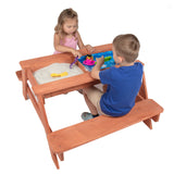 Svan 3 in 1 Indoor/Outdoor Picnic Table- Kids Sand & Water Activity Set w Removable Top & Dual Drains for Easy Cleaning (43 X 35 X 19 in)- Safe & Fun Sandbox Play- Wooden Playbox Boys Girls Xmas Gift Svan