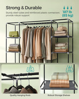 SONGMICS Closet Wardrobe, Portable Closet for Bedroom, Clothes Rail with Non-Woven Fabric Cover, Clothes Storage Organizer, 59 x 17.7 x 69 Inches, 12 Compartments, Gray ULSF03G SONGMICS