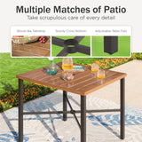 PHI VILLA 5 pcs Outdoor Bar Set, Outdoor Swivel Bar Stool with Red Seat Cushion and Lumbar Support,Extra Large Metal Bar Table with Umbrella Hole for Poolside Garden PHI VILLA