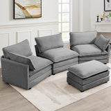 ROWHY Oversized Modular Sectional Sofa with Movable Ottoman, 112 Inch 4 Seat Modern Corduroy Sofa Set, Convertible L Shaped Couch for Living Room and Office, Dark Grey ROWHY