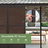 Domi 12x20FT Sunroom,Wall Mounted Gazebo Solarium with Front Door, Both Side Entrance, Galvanized Steel Sloping Roof, Moveable PC Screen, Outdoor Permanent Sun Room Lean to Gazebo for Deck Patio domi outdoor living