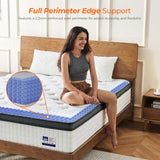 Vumece 12 Inch Queen Mattress, Hybrid Mattress Queen Size Mattress in a Box with Pocketed Spring & Gel Memory Foam for Support, Pressure Relief, Reinforced Edge, CertiPUR-US Certified - Medium Firm Vumece