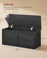 VASAGLE Storage Chest, Storage Trunk with 2 Safety Hinges, Storage Bench, Shoe Bench, Farmhouse Style, 15.7 x 39.4 x 18.3 Inches, for Entryway, Bedroom, Living Room, Charcoal Gray ULSB164B01 VASAGLE