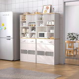 VECELO 72" Tall Kitchen Pantry Storage Cabinet with Doors & Shelves & 2 Drawers Freestanding Buffet Hutch with | Microwave Stand | Cupboard for Dining Room, White VECELO