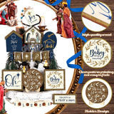 Bucherry 1 Sets Christmas Christian Tiered Tray Decor Christmas Jesus Theme Tray Decor Angel Jesus Star Wooden Decor Wood Angels Mangers Jesus' Birth Decor(Novel) Bucherry