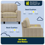 Serta Palisades 61" Track Arm Sofa, Easy Care Polyester, Soft Pillow Back, Pocket Coil Seat Cushions, Removable Covers, Loveseat or Couch for Small Spaces, Living Rooms or Bedrooms, Beige Serta