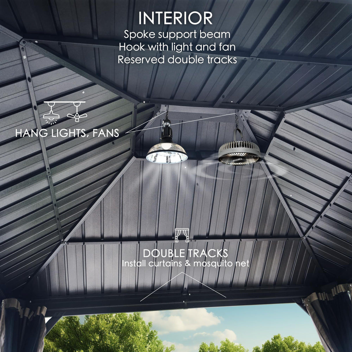 Kozyard Alexander 12' X 18' Hardtop Gazebo, Aluminum Metal Gazebo with Galvanized Steel Double Roof Canopy, Curtain and Netting, Permanent Gazebo Pavilion for Patio, Backyard, Deck, Lawn (Brown) Kozyard