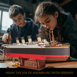 Titanic Model 3D Wooden Puzzles for Adults, Titanic Model Kit Set, Titanic Toys for Adults Teens with LED Light, Dance Hall, Lounge, Home Decor, Birthday, Christmas Fuiltee
