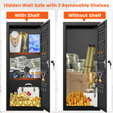 31.5" Tall Wall Safes Between the Studs with 2 Removable Shelf, Lockable Hidden Safe Box with 50 Hooks for Keys Jewellery, in Wall Safe for Money Medicines Valuables GUVELI