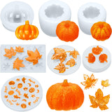 7 Pieces Pumpkin Silicone Molds Halloween Resin Molds Thanksgiving Candle Epoxy Maple Molds Mixed Ghost Mold for Fall DIY Craft Making Decoration Supplies Patelai