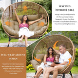FINCATI Indoor Outdoor Double Egg Chair, 2 Person Oversized Wicker Rattan Stationary Lounge Chair with Legs, 680 lbs Loveseat Boho Egg Basket Chairs for Patio Garden Backyard Living Room Brown FINCATI