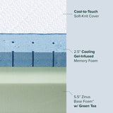 ZINUS 8 Inch Ultra Cooling Gel Memory Foam Mattress, Twin, Cool-to-Touch Soft Knit Cover, Pressure Relieving, CertiPUR-US Certified, Mattress in A Box, All-New, Made in USA Zinus