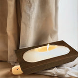 Royxen 8 Pack Wooden Dough Bowls - Paulownia, Rustic Vintage Rectangular Brown Bowls for Candle Royxen