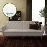 Novogratz Tallulah Memory Foam Futon Couch Bed, Futon Sofa Bed - Ivory Boucle Novogratz