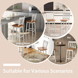 COSTWAY 24.5 Inch Ergonomic White Bar Stools Set of 4 with 360° Swivel & Footrest COSTWAY