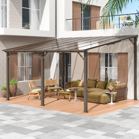 VIWAT 10' x 14' Gazebo, Outdoor Gazebos on Clearance with Aluminum Frame, Wall Mounted Gazebo & Pergola, Lean to Gazebo Awnings for Patio, Decks, Porch and Backyard VIWAT