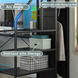 Furniouse Twin Loft Bed with Desk and Storage Stairs and Wardrobe, Heavy Duty Loft Bed, RGB LED Bed with USB Port, Outlets and Adjustable Furniouse