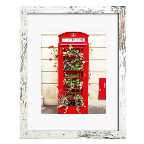 SESEAT 11x14 Picture Frame Distressed White, Display Pictures 8x10 with Mat or 11x14 without Mat,Photo Frames Wall Gallery, 1 Pack SESEAT