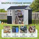 Grovellis 8x6 FT Outdoor Metal Storage Shed with Clear Window, Lockable Single Door, Weather-Resistant Garden Tool Shed for Backyard, Patio, and Lawn Equipment, Night Blue Grovellis
