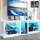 Vinctik 6&Fox High Gloss LED TV Stands w/Power Outlet,60,000-Colors Lighting for 55 60 65 70in TV,Modern White LED Entertainment Center w/Adjustable Glass Shelves for Living Room Gameroom Bedroom Vinctik 6&Fox