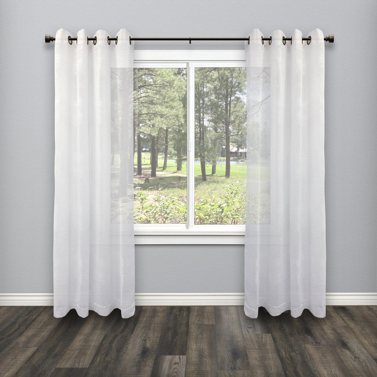 Stockton 26-48 Inch Adjustable Curtain Rod Set, 5/8 Inch Diameter in Walnut Decopolitan