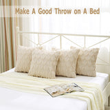 Volcanics Pack of 2 Christmas Faux Wool Throw Pillow Covers 20x20 Inches Decorative Farmhouse Velvet Couch Pillow Case Soft Plush Square Boho Cushion Pillowcase, Beige Volcanics