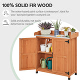 Yaheetech Garden Potting Bench Table - Outdoor Garden Patio Wooden Storage Cabinet & Solid Wood Planting Work Bench with Large Space Storage & Metal-Plated Tabletop, Brown Yaheetech