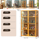 4-Tier Curio Cabinets with Acrylic Doors 51in Display Cabinet Natural Bamboo Frame,Safe and Healthy,Double Door Design for Convenient Storage,Sealed Dustproof,Easy to Clean,Brown,32 * 13 * 51in Generic