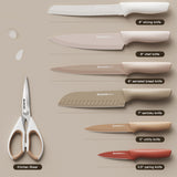 Astercook Knife Set, 13 Pieces Kitchen Knives Set with Healthy Anti-Rust Coating, Dishwasher Safe, Stainless Steel Chef Knife Sets with 6 Blade Guards, Perfect Holiday Gifts for Kitchen Astercook