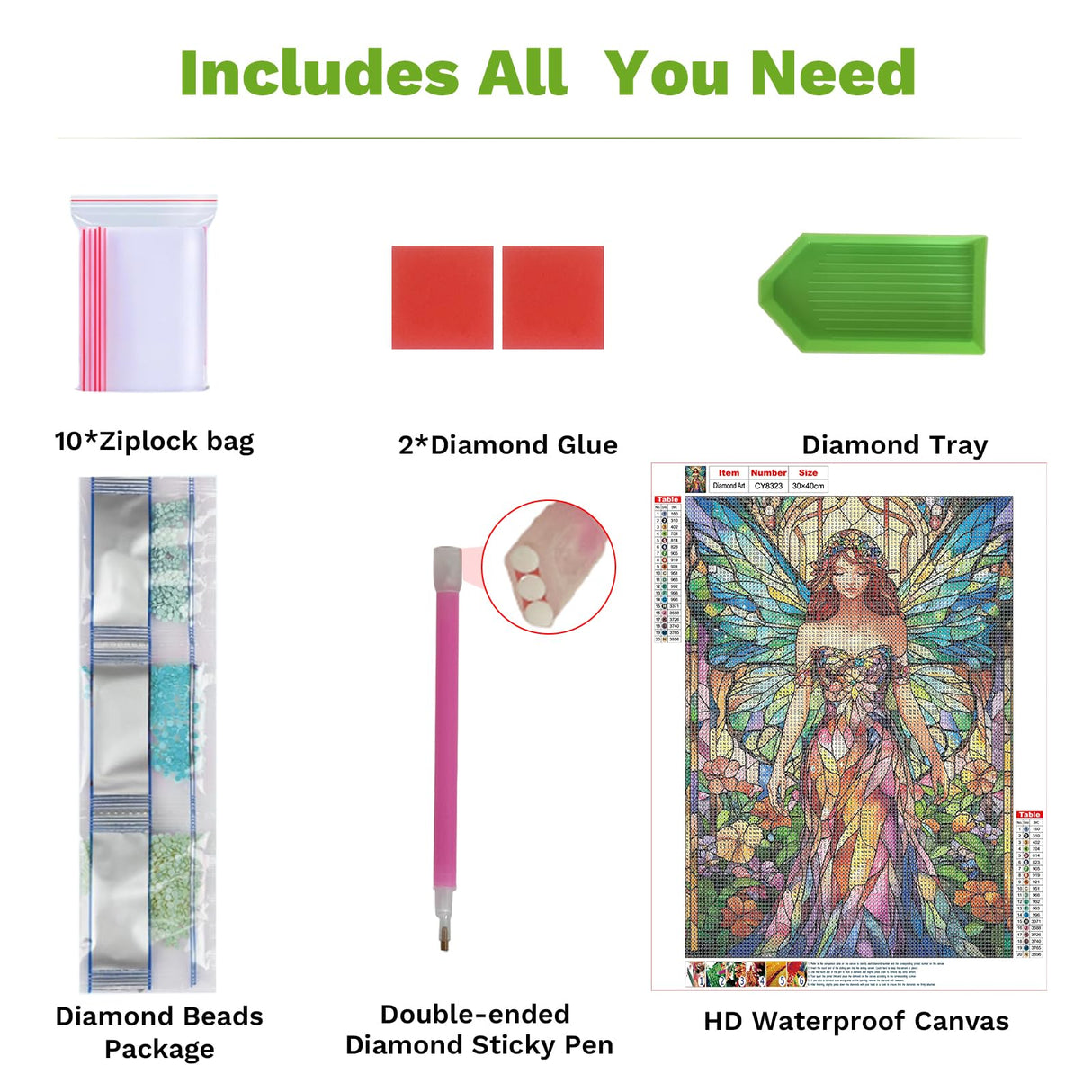 ZENDIYO Fairy 5D Diamond Painting Kits for Adults, Stained Glass Diamond Art Kits for Adults Beginners, DIY Full Drill Diamonds Dots Gem Art Painting Crafts for Home Wall Decor 12x16inch ZENDIYO