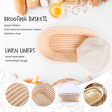 DOYOLLA Bread Proofing Baskets Set of 2 10 inch Oval Shaped Dough Proofing Bowls w/Liners Perfect for Professional & Home Sourdough Bread Baking DOYOLLA