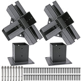 Deck Man Stainless Steel 4x4(Actual Size: 3.5x3.5") 4-Way Right Angle Bracket, Pergola/Gazebo DIY Kit Hardware (2 Pack) Deck Man