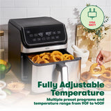 bella 8 Qt Digital Air Fryer with TurboCrisp Technology, Large Family Size Nonstick Cooking Basket and Crisping Tray, Multiple Preset Functions, Auto Shutoff, Stainless Steel, 1750 Watt BELLA