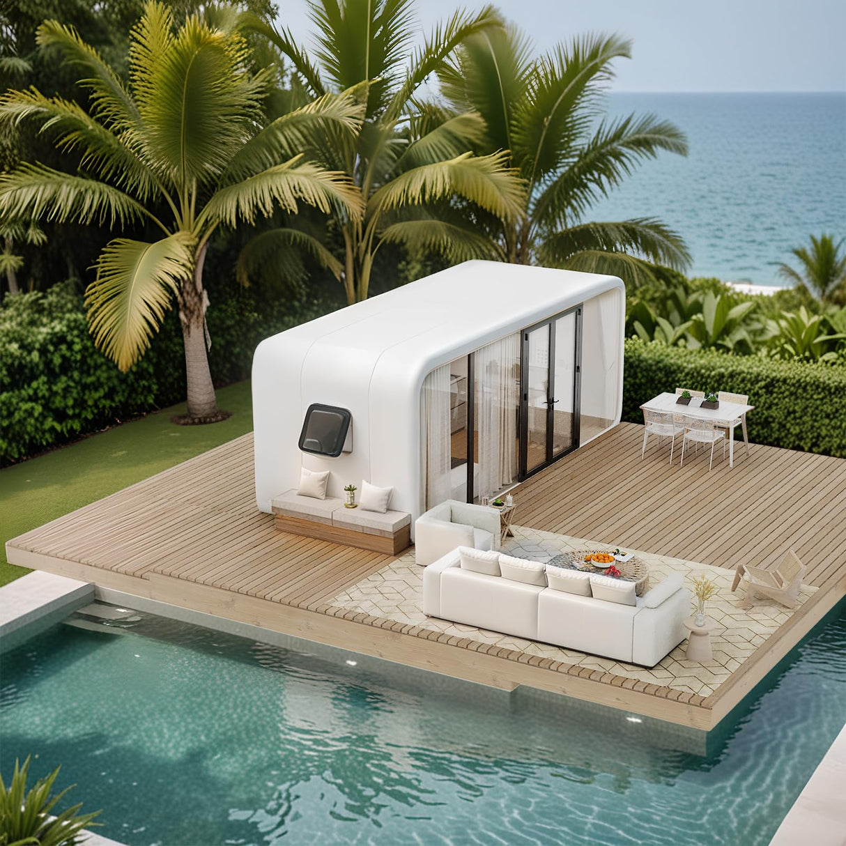 RYONGII 19FT Modern Prefab Steel-Framed Tiny House to Live in - Built for 16-Storm Winds & Earthquakes Proof，Customizable Mobile Cabin with Full Kitchen & Bath - Backyard Office, Guest House, ADU RYONGII