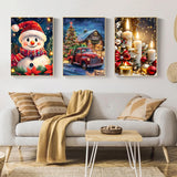 Mandun 3 Pack Christmas Paint by Numbers for Adults, Christmas Paint by Numbers Kits for Adults, Acrylic Oil Painting Kits with Frame and Wooden Easel 7.8x11.8 Inch Mandun