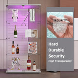 nifoti 64.5" H 4-Shelf LED Lights Glass Display Cabinet with Double Door,Modern Curio Cabinet Collection Display Case,Floor Standing Bookshelf Glass Case with Lock for Living Room,Home Office (White) nifoti