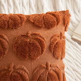 MIULEE Fall Throw Pillow Covers 18x18 Set of 2 Autumn Decorations Dark Rust Pumpkin Accent Pillowcase for Outdoor Porch Sofa Couch Bed Living Room Plush Faux Fur Halloween Farmhouse Home Decor MIULEE