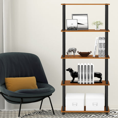 FURINNO Nelly Entertainment Center TV Stand, Short 43.3"(W) x13.4(H) x13.1(D), Columbia Walnut/Black Furinno