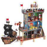 KidKraft Pirate's Cove Wooden Ship Play Set with Lights and Sounds, Pirates and 17-Piece Accessories, Gift for Ages 3+ KidKraft