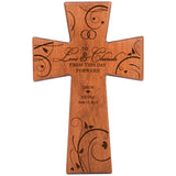 LifeSong Milestones Personalized Wedding Gifts for Couples Custom laser Engraved for Bride and Groom Gift ideas Wedding Wall Cross To Love & Cherish From This Day Forward Made of cherry wood in USA LifeSong Milestones