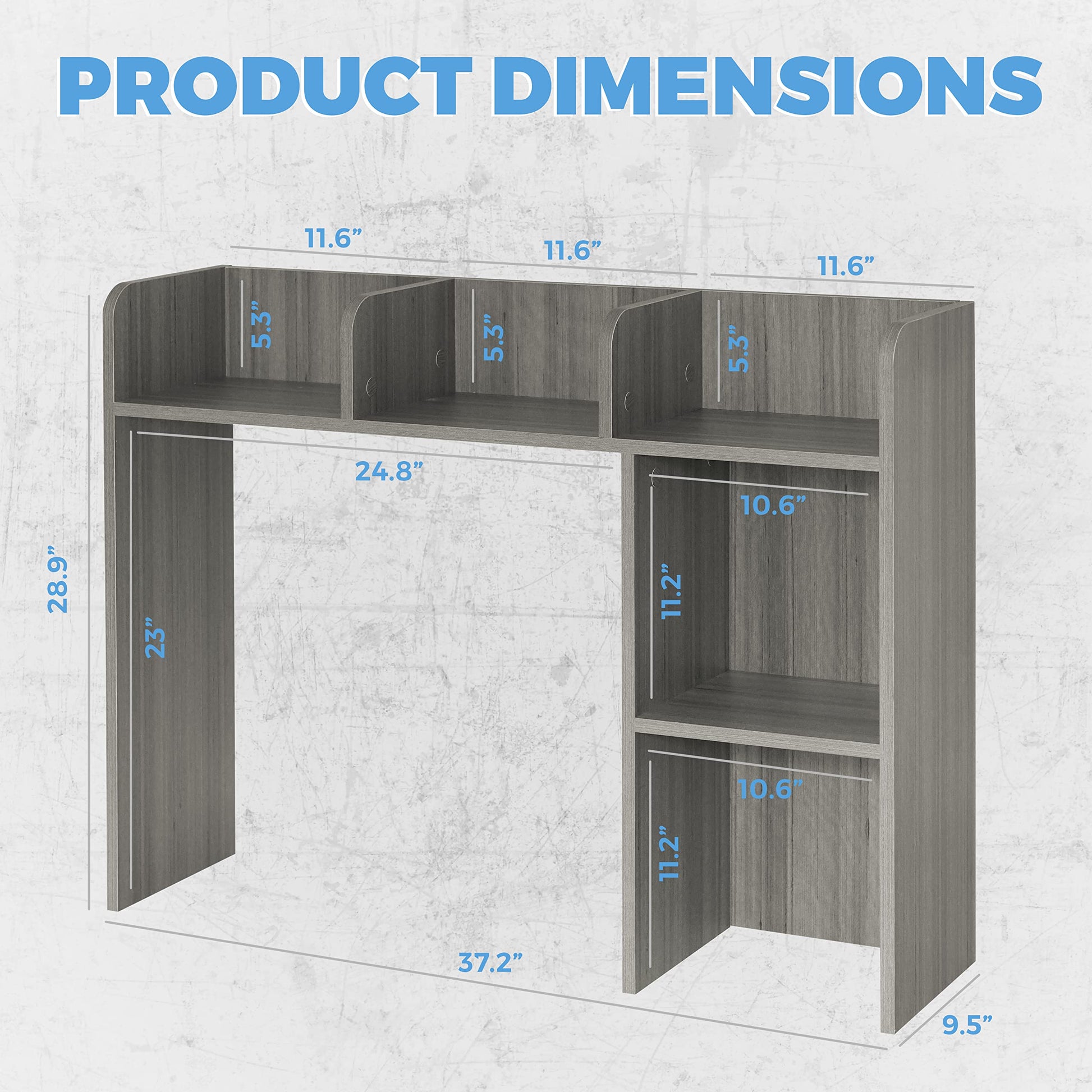 Sturdy and Elegant Grey Wood Desktop Bookshelf Organizer by GlossyEnd - WoodArtSupply