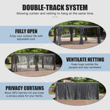 Domi Outdoor Louvered Pergola 12x20FT Full Aluminum Structure,Patio Rainproof Pergola with Two Independently Adjustable Roof for Patio Backyard Garden w/Curtains and Netting - Dark Gray domi outdoor living