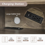 Redlife TV Stand with Fireplace for 65 Inch TV, Fireplace TV Stand, Farmhouse Entertainment Center with Fireplace, Media Console with Fireplace, TV Cabinet with Charging for Living Room (Brown) Redlifeᅟᅠ