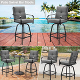 STRPRETTY BASIC Patio Swivel Bar Stools Set of 2, Outdoor Bar Height Patio Swivel Chairs with Cushion for Garden Balcony Backyard (Grey) STRPRETTY BASIC