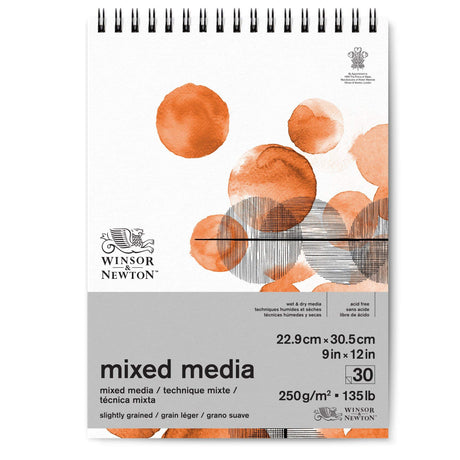 Winsor & Newton Professional Mixed Media Pad, 9" x 12", 30 Sheets, 250gsm, White Winsor & Newton